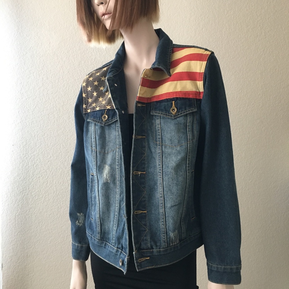 Holton USA Theme Denim Jean Jacket S